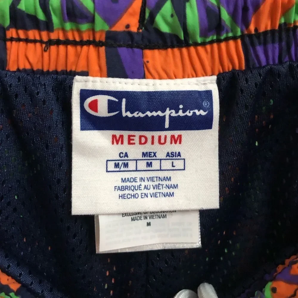Special Edition MTV Champion All Over Geometric 90s Swim Trunks Shorts Medium.